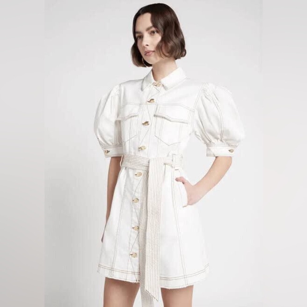 Cream Aje Denim Mini Dress